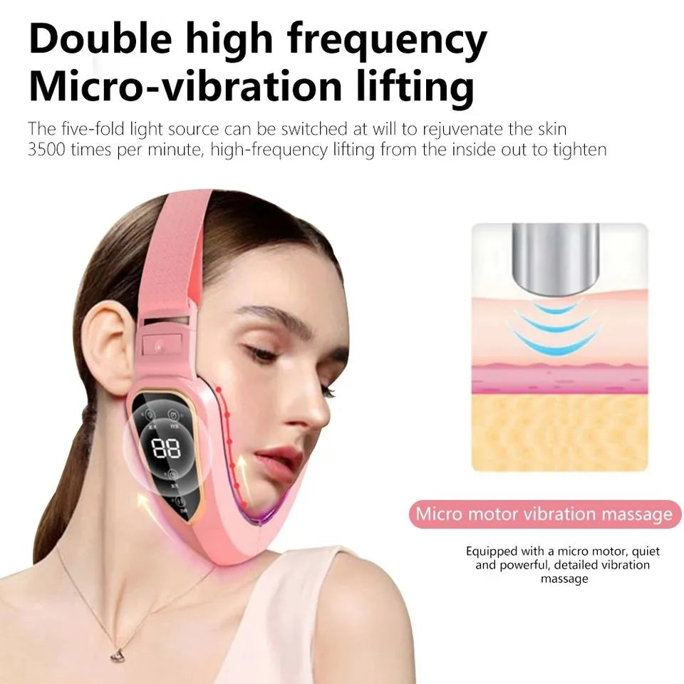 Facial Lifting Device LED Photon Therapy Facial Slimming Vibration Massager Facial Heated Double Chin V Face Vibration Massager