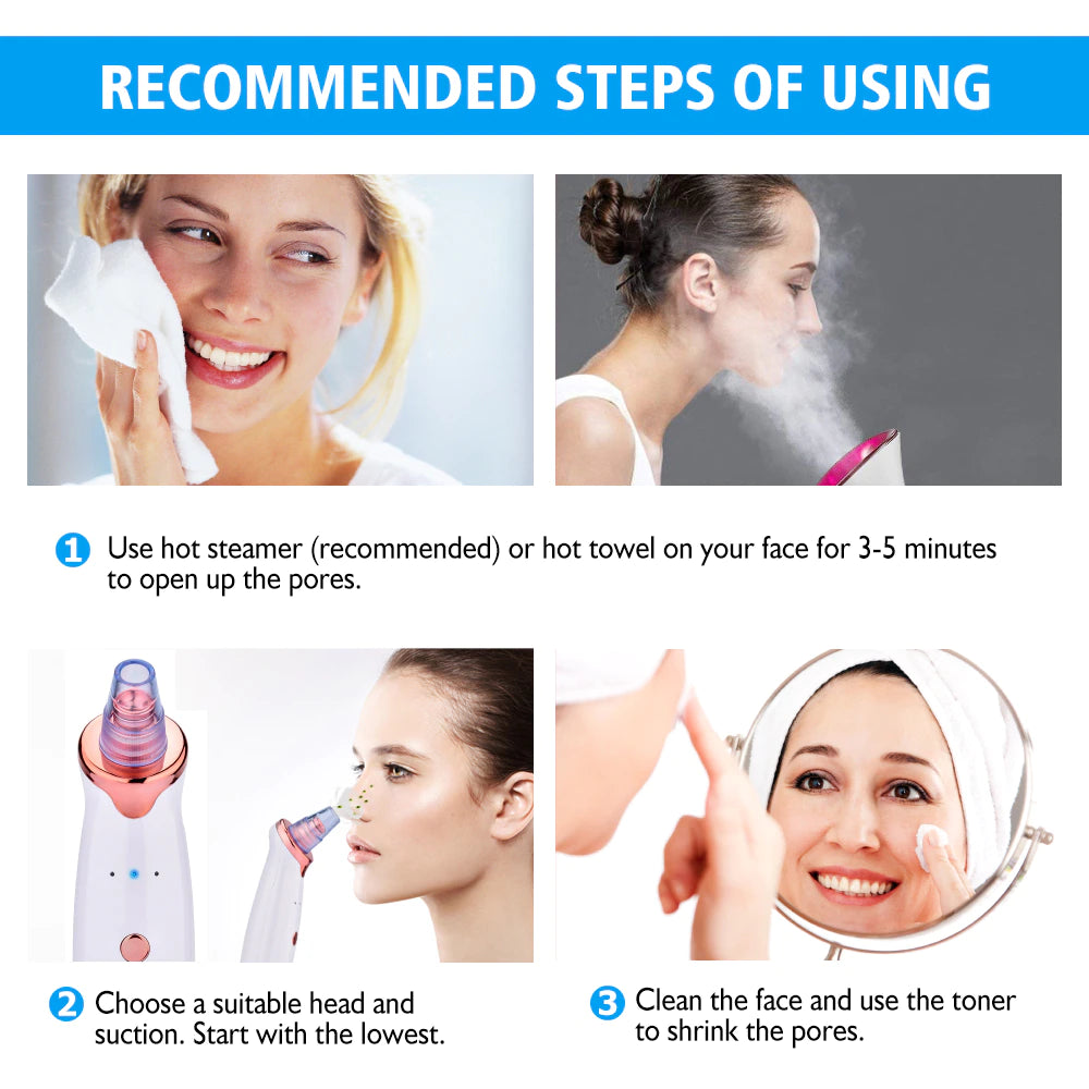 Electric Facial Blackhead Remover Vacuum Pore Cleaner Acne Cleanser Black Spots Removal Face Nose Deep Cleaning Tools