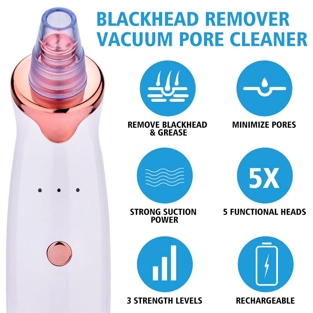 Electric Facial Blackhead Remover Vacuum Pore Cleaner Acne Cleanser Black Spots Removal Face Nose Deep Cleaning Tools